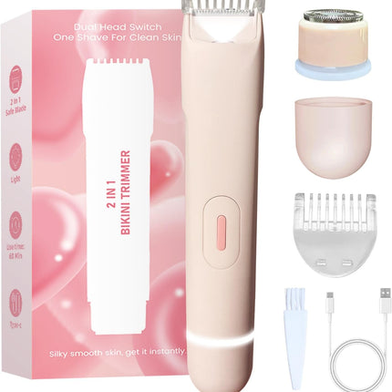 2-in-1 Women’s Bikini Trimmer – LED Electric, Rechargeable & Waterproof