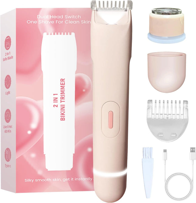 2-in-1 Women’s Bikini Trimmer – LED Electric, Rechargeable & Waterproof
