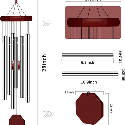 Memorial Wind Chimes – Outdoor Deep Tone, 6 Tuned Tubes, Personalized