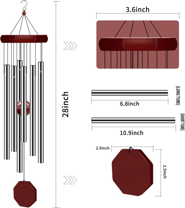 Memorial Wind Chimes – Outdoor Deep Tone, 6 Tuned Tubes, Personalized