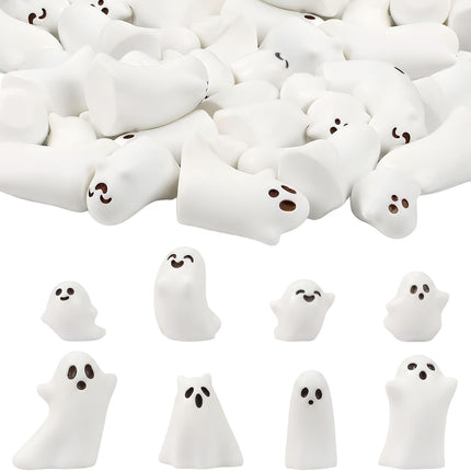 24-Piece Mini Resin Ghost Figurines, 8 Styles, Spooky Halloween Tabletop Decor