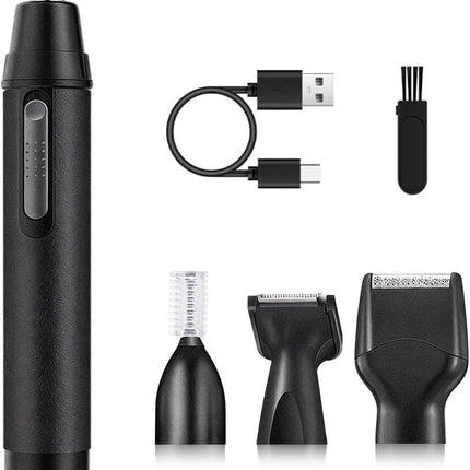 4-in-1 Grooming Trimmer Nose Ear Beard Eyebrow Body Hair Clipper Black