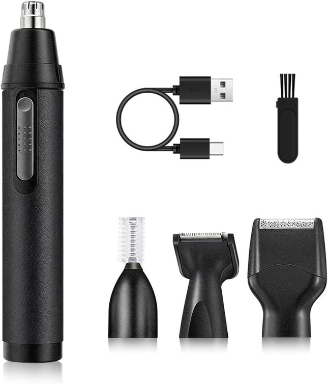 4-in-1 Grooming Trimmer Nose Ear Beard Eyebrow Body Hair Clipper Black