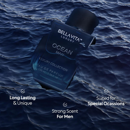 BellaVita Luxury Ocean Eau de Parfum for Men 100ml Fresh Aquatic Cologne