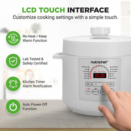 White Electric Pressure Cooker 6 Quart Countertop Multi Function Cooker