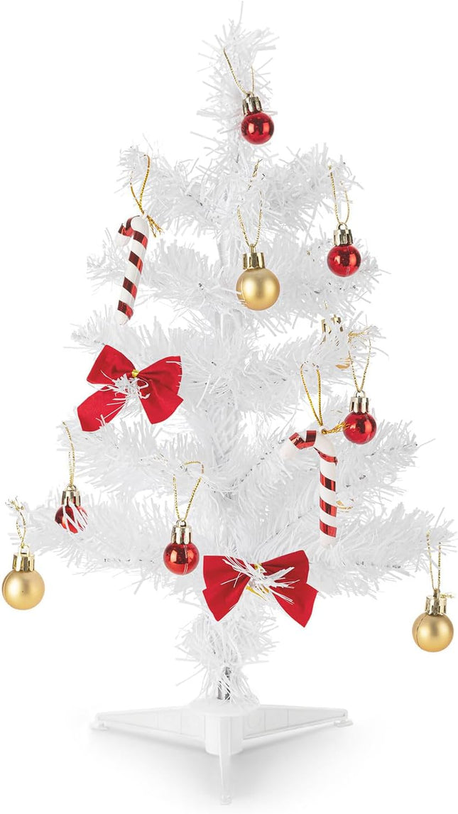 Mini Tabletop Christmas Tree 18 Inch with 20 Ornaments Holiday Decor