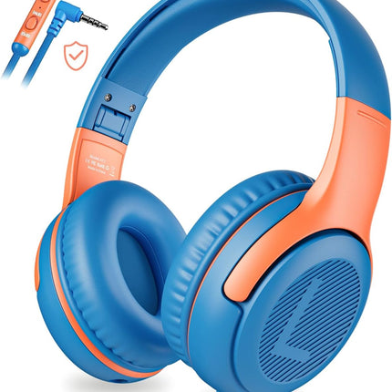 Kids Wired Headphones – Volume-Limiting 85/94dB, Foldable, Mic, 3.5mm Jack