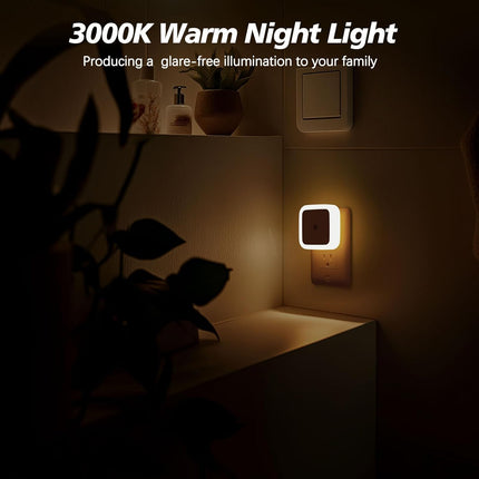 Night Light 4-Pack, Plug-In LED Nightlight, Dusk to Dawn, Warm White