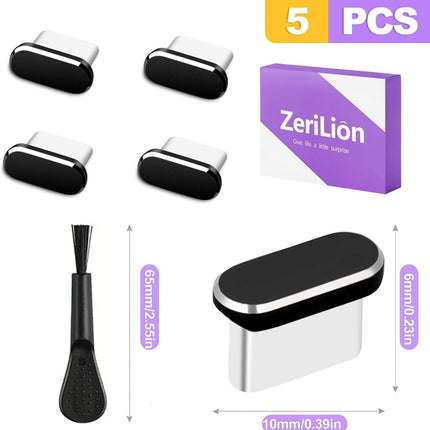 4 Pack USB-C Dust Plugs with Fine Brush – Type-C Port Cleaner & Protector