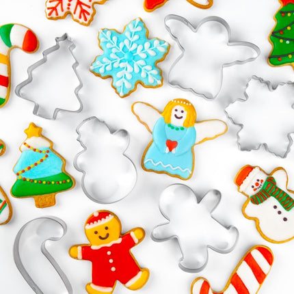 6PCS Christmas Cookie Cutter Set – Stainless Steel Gingerbread, Tree, Snowflake & More
