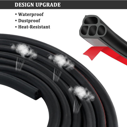 32.8Ft Car Door Rubber Seal Strip, Double-Layer L-Shape Weatherproof Soundproof Trim