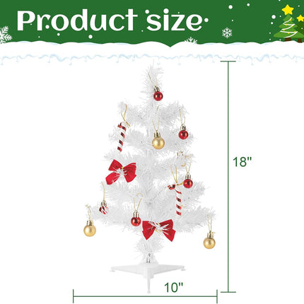 Mini Tabletop Christmas Tree 18 Inch with 20 Ornaments Holiday Decor