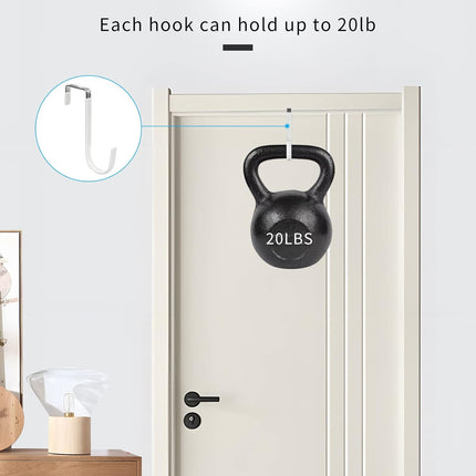 4-Pack Over the Door Hooks – Heavy Duty, Rubber, White, Scratch-Free