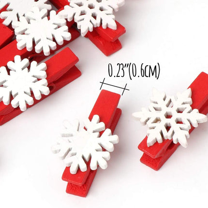 50pcs Christmas Wooden Clothespins – Mini Snowflake Clips for Cards & Crafts