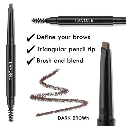 Makeup Kit – Eyebrow Stamp, Waterproof Pencil & Pomade, Eyeliner, Dark Brown