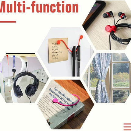 9 Pack Magnetic Cable Ties, Silicone Cord Organizer for Headphones & Cables
