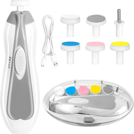 Electric Baby Nail Trimmer – 6-in-1 Rechargeable Grooming Kit for Infant