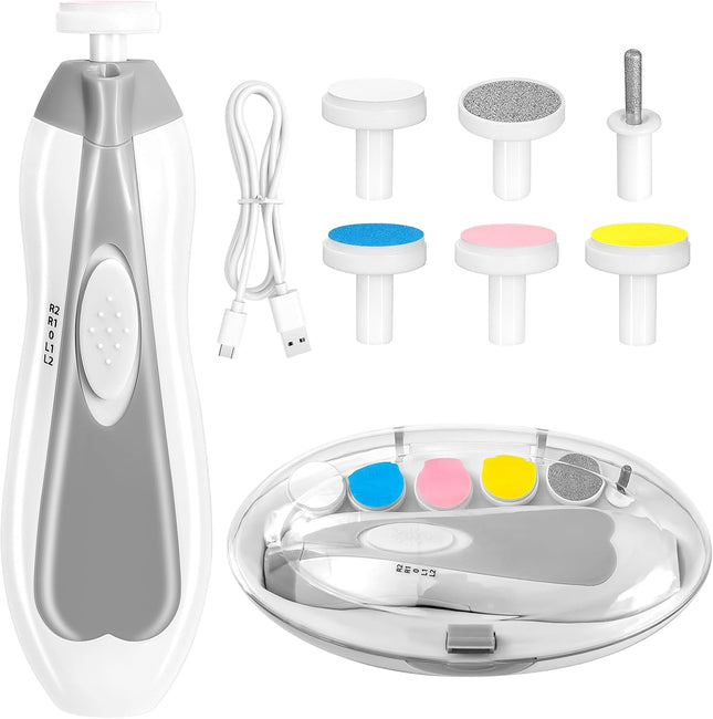 Electric Baby Nail Trimmer – 6-in-1 Rechargeable Grooming Kit for Infant