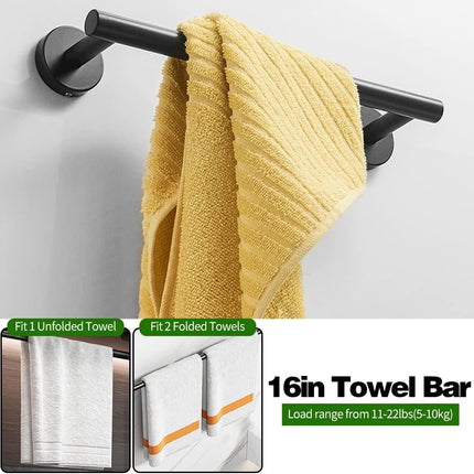 5-Piece Matte Black Bathroom Hardware Set with Towel Bars & Hooks