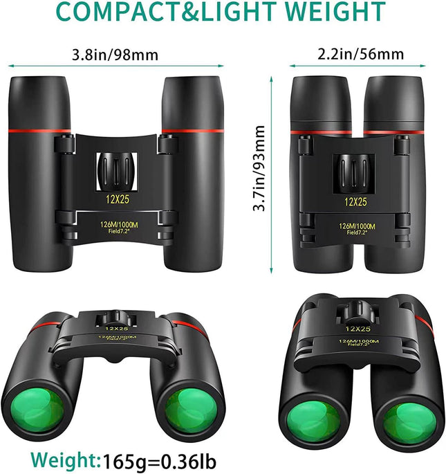 12x25 Compact Pocket Binoculars for Adults Kids Bird Watching & Travel