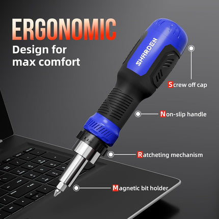 26in1 Ratcheting Screwdriver Set with CRV Bits for Home Bike Computer Repair