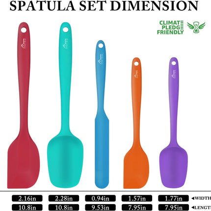 5 Piece Silicone Spatula Set Heat Resistant 600℉ Dishwasher Safe Baking Cooking Tool