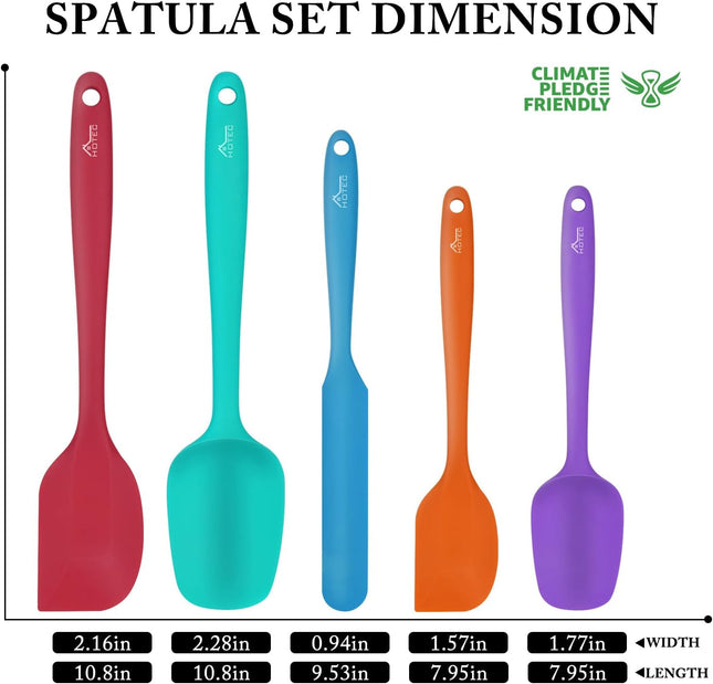 5 Piece Silicone Spatula Set Heat Resistant 600℉ Dishwasher Safe Baking Cooking Tool