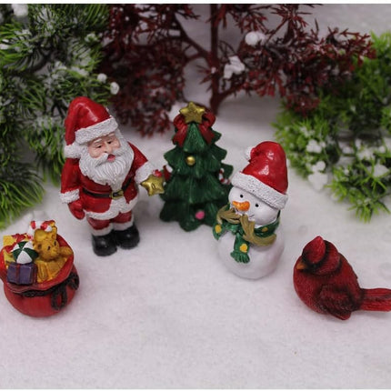 Christmas Miniature Figurines, Small Resin Santa Claus Ornaments for Holiday Decor