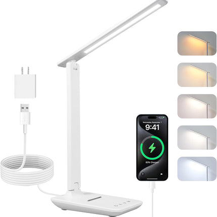 LED Desk Lamp Dimmable Table Light 5 Colors 5 Brightness Levels USB Touch Control