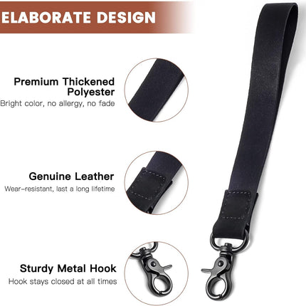 Black Wrist Lanyard Keychain Strap for Car Keys Men Women Key Holder