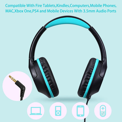 Kids Over-Ear Headphones – 94dB Volume-Limited, Wired, Adjustable for School & Travel