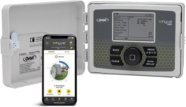 B-hyve 6-Zone Smart Sprinkler Controller 57946, Indoor & Outdoor Use