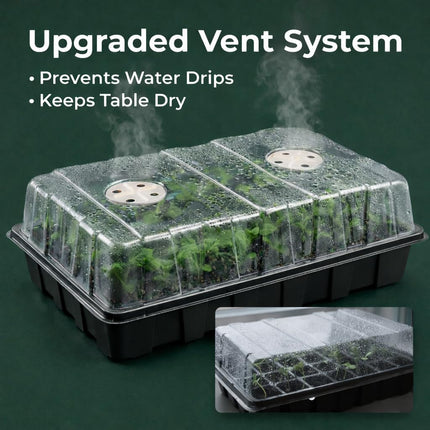 5-Pack Plant Germination Trays – Humidity Domes & Bases, 200 Cells Total