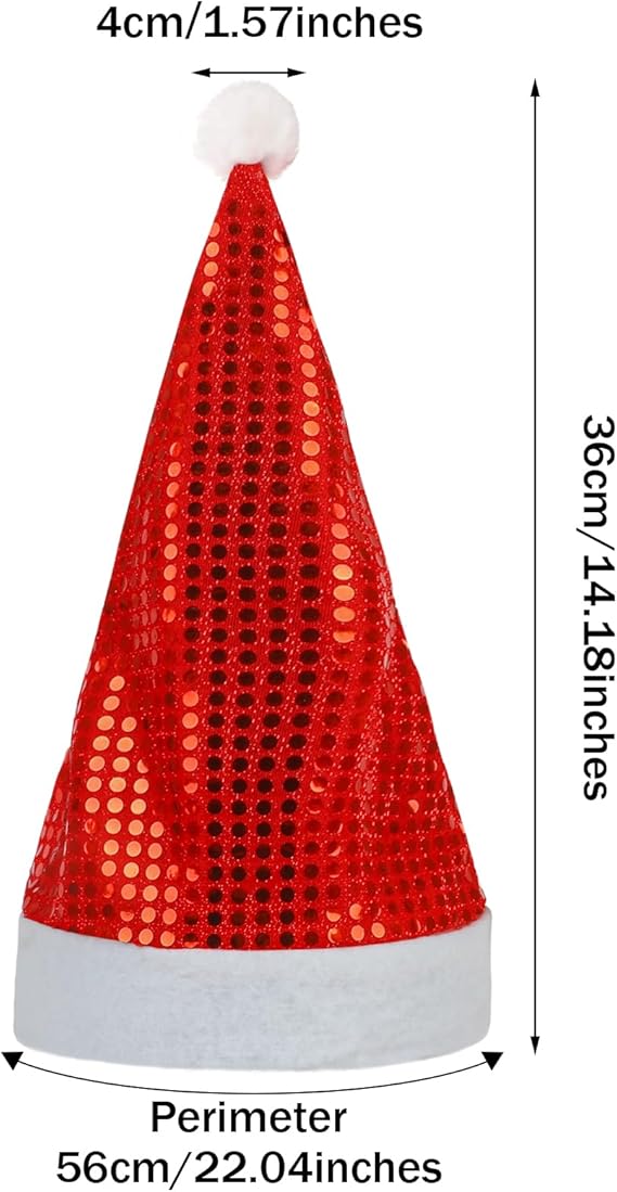 Red Sequin Santa Hat for Adults – Christmas Party Costume & Holiday Home Decor