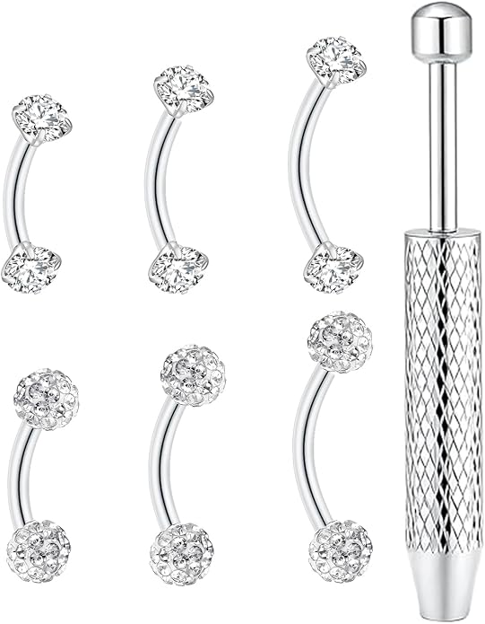 16G Eyebrow Piercing Jewelry – Surgical Steel Gold Curved Barbell & Labret Lip Rings