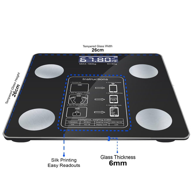 Smart Body Weight Scale – BMI, Body Fat, Muscle Mass, Bluetooth App Sync
