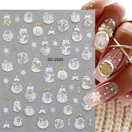 Christmas Nail Art Stickers – 5D Embossed Snowflake & Holiday Designs