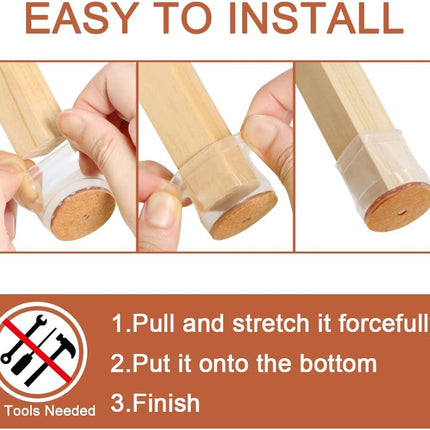 24 PCS Chair Leg Floor Protectors – Silicone & Felt, Anti-Scratch, Noise Reduce