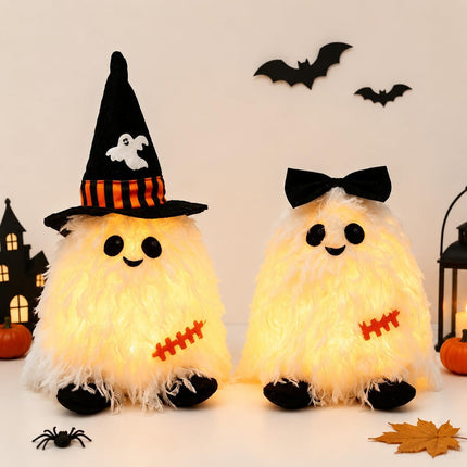 2-Pack Lighted Halloween Ghost Figurines, Battery-Operated Mantel & Shelf Decor