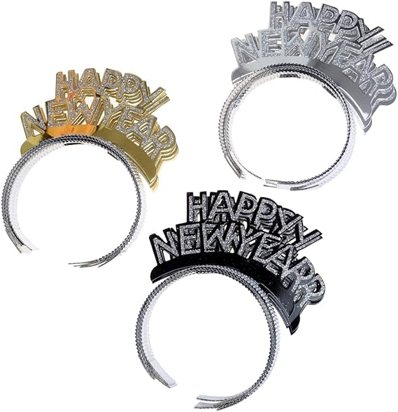 Happy New Year Headband Tiara 12 Pcs NYE Party Favor Decorations