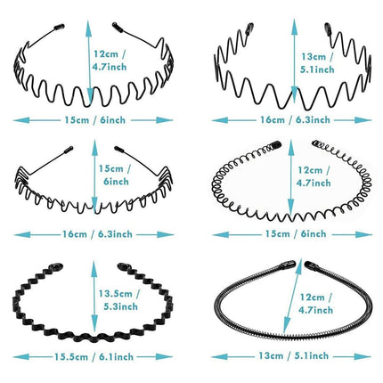 6-Pack Metal Hair Bands – Simple Elastic Headbands for Men & Women