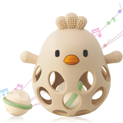 Baby Teether & Rattle – 100% Food-Grade Silicone, Soothing & Easy to Hold