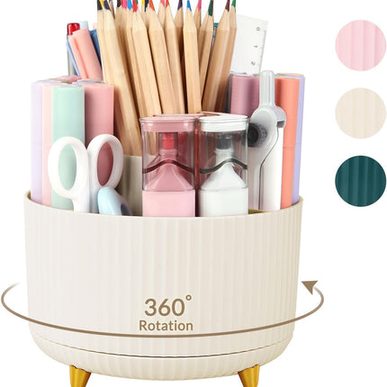 360° Rotating Pen Organizer Cup, 5 Slots Desk Storage for Office & School