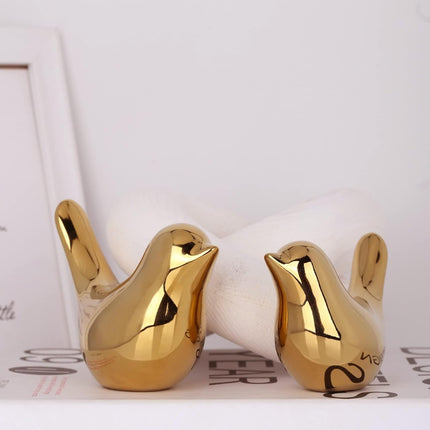 2PCS Gold Bird Decor Accents – Modern Animal Statues for Shelf & Table