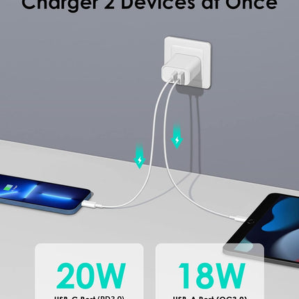 4 Pack USB C Charger Block 20W PD Fast Charging Adapter with USB A Port