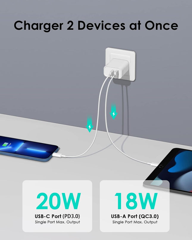 4 Pack USB C Charger Block 20W PD Fast Charging Adapter with USB A Port