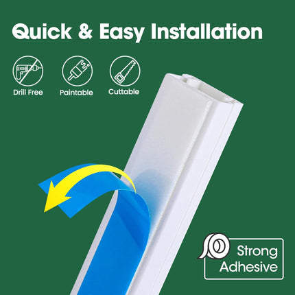 Cord Hider Kit 110in – Self-Adhesive, Paintable Cable Covers for Wall TV Wires, 8-Pack