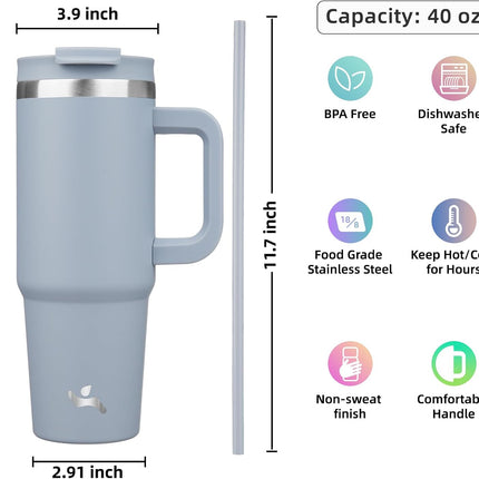 40 oz Travel Tumbler with Handle 2-in-1 Lid Stainless Steel Lavender