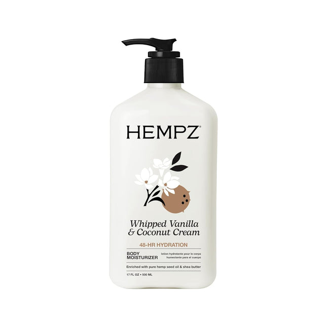 Whipped Vanilla Coconut Body Lotion 17oz, Hemp Seed Oil, Shea Butter, 48-Hour Hydration