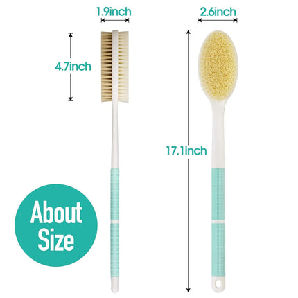 Back Scrubber for Shower – Long Handle, Soft & Stiff Bristles, Green